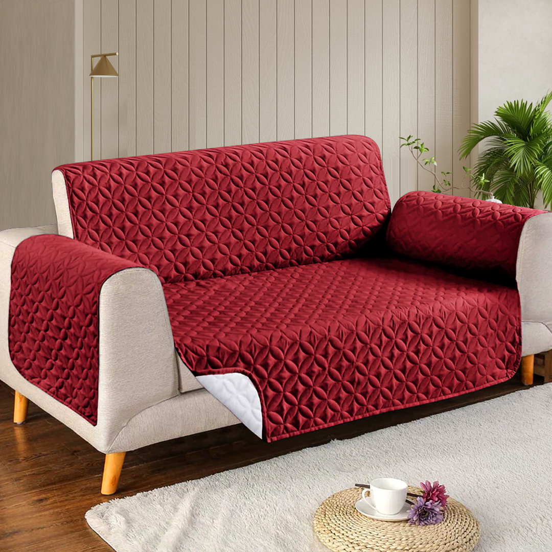 Ultrasonic Quilted Sofa Cover – Maroon Color