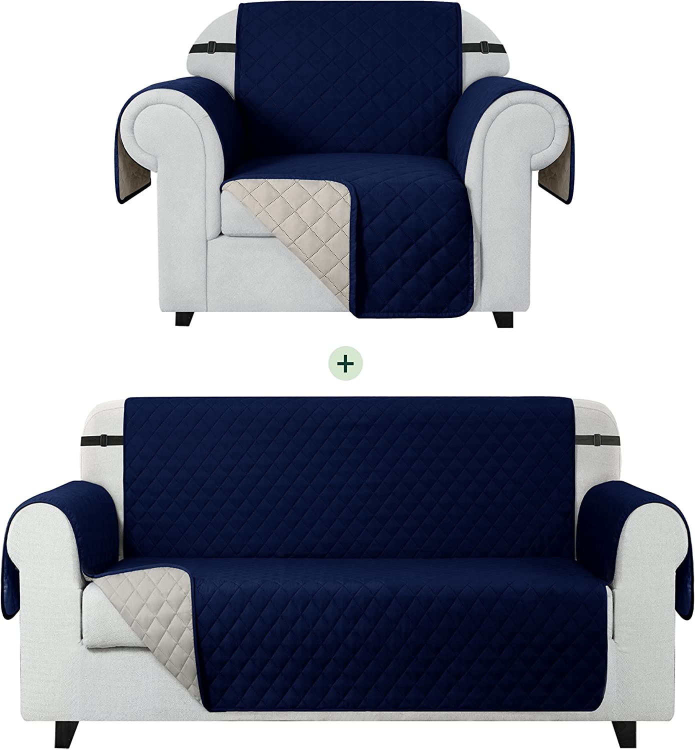 Waterproof Cotton Quillited Sofa Cover-Sofa Runners(Blue)