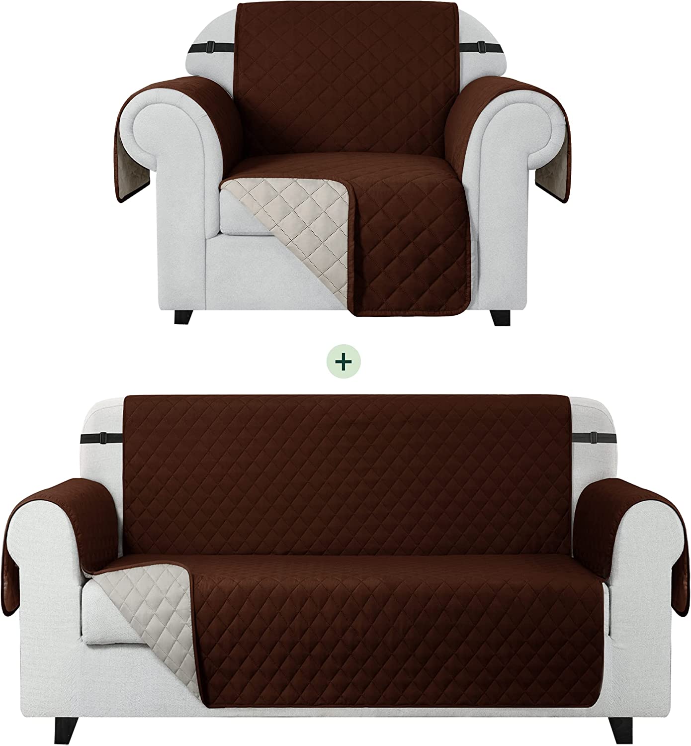 Waterproof Cotton Quillited Sofa Cover-Sofa Runners(Brown)