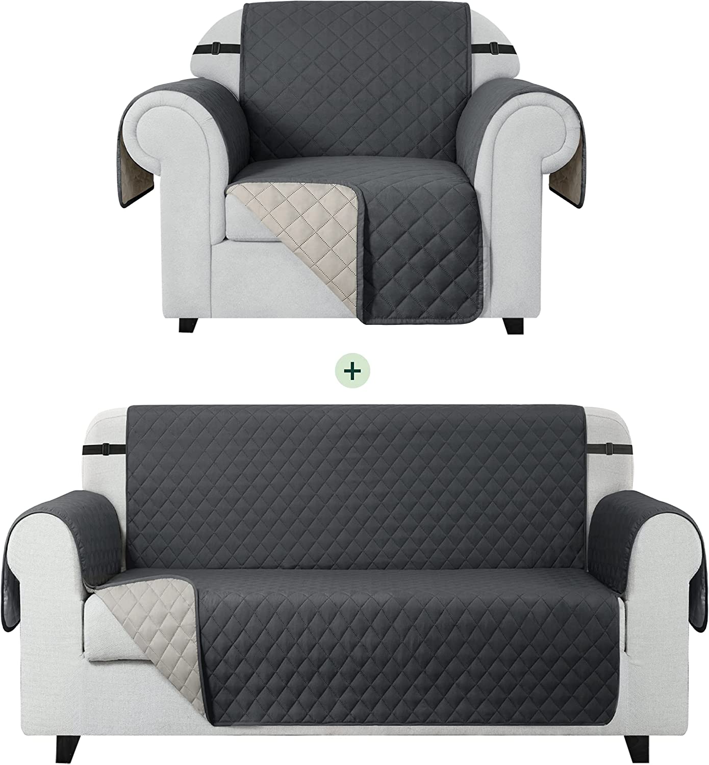 Waterproof Cotton Quillited Sofa Cover-Sofa Runners(Grey)