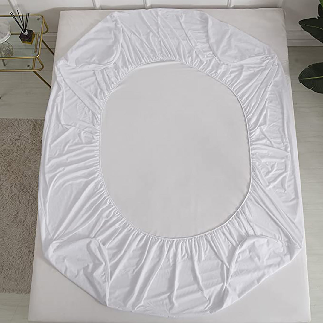 Premium Quality Terry Cotton 100% Waterproof Fitted Mattress Protector In White Color