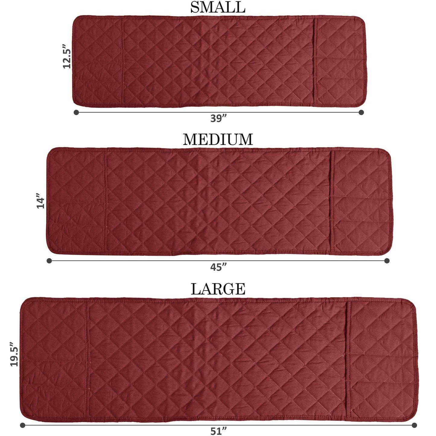 Dust-Proof Quilted Microwave Oven Cover With Side Pockets-Maroon