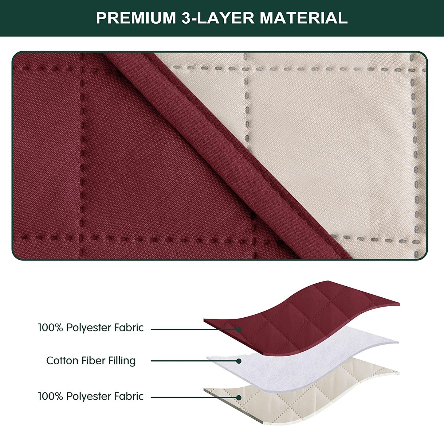 Quilted Cushion Cover Square Pattren 16"x16"Maroon