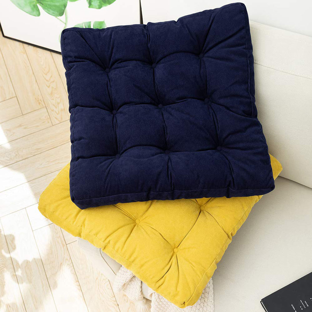 Velvet Square Floor Cushions With Ball Fiber Filling(1 Pair=2 Pieces)Blue