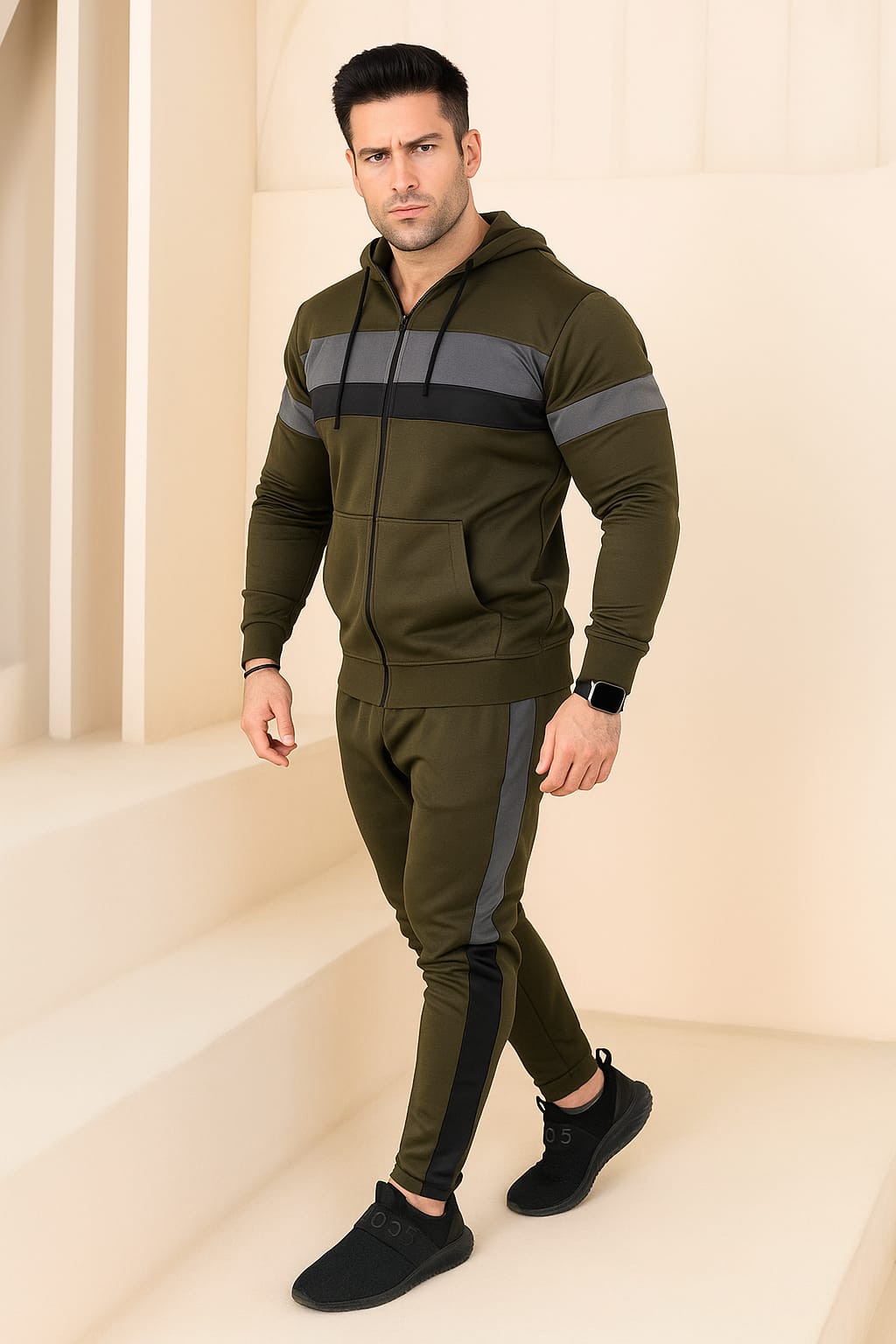 Active Streetwear Winter -TRACKSUITS BLACK AND WHITE