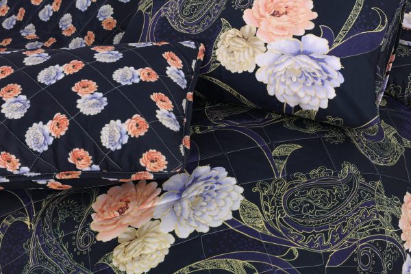 7 PCs Quilted Comforter Set - FAIRY BLACK