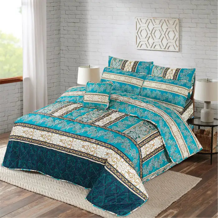 7 Pcs Quilted Comforter Set - Vintage