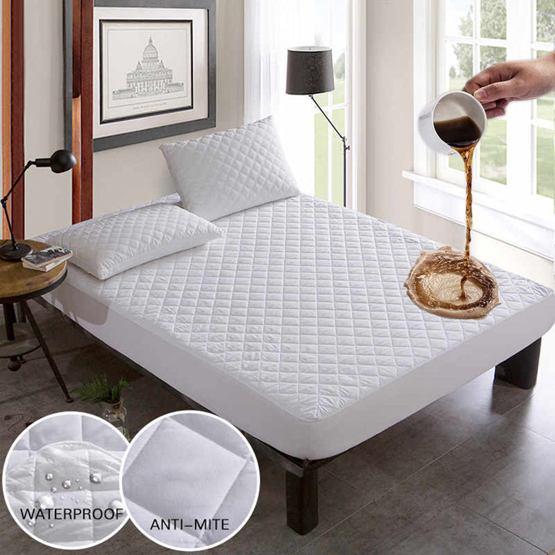 Ultra Soft Cotton Quilted 100% Waterproof Fitted Mattress Protector In White Color