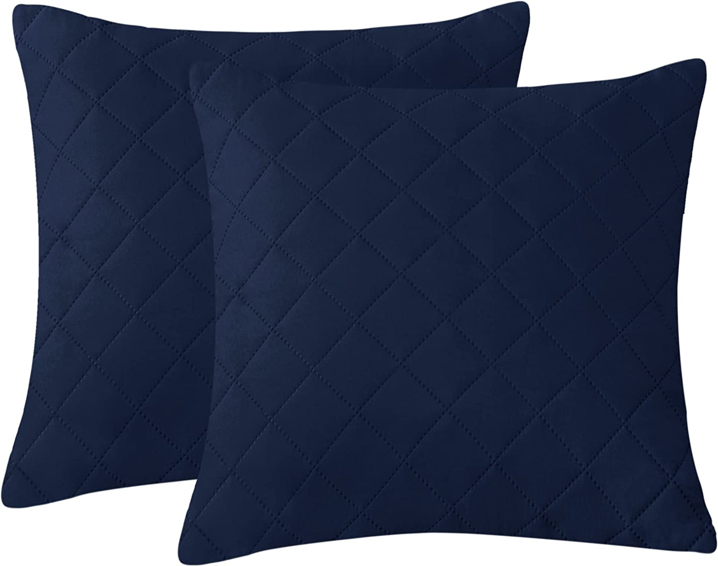Quilted Cushion Cover Square Pattren 16"x16"Navy Blue