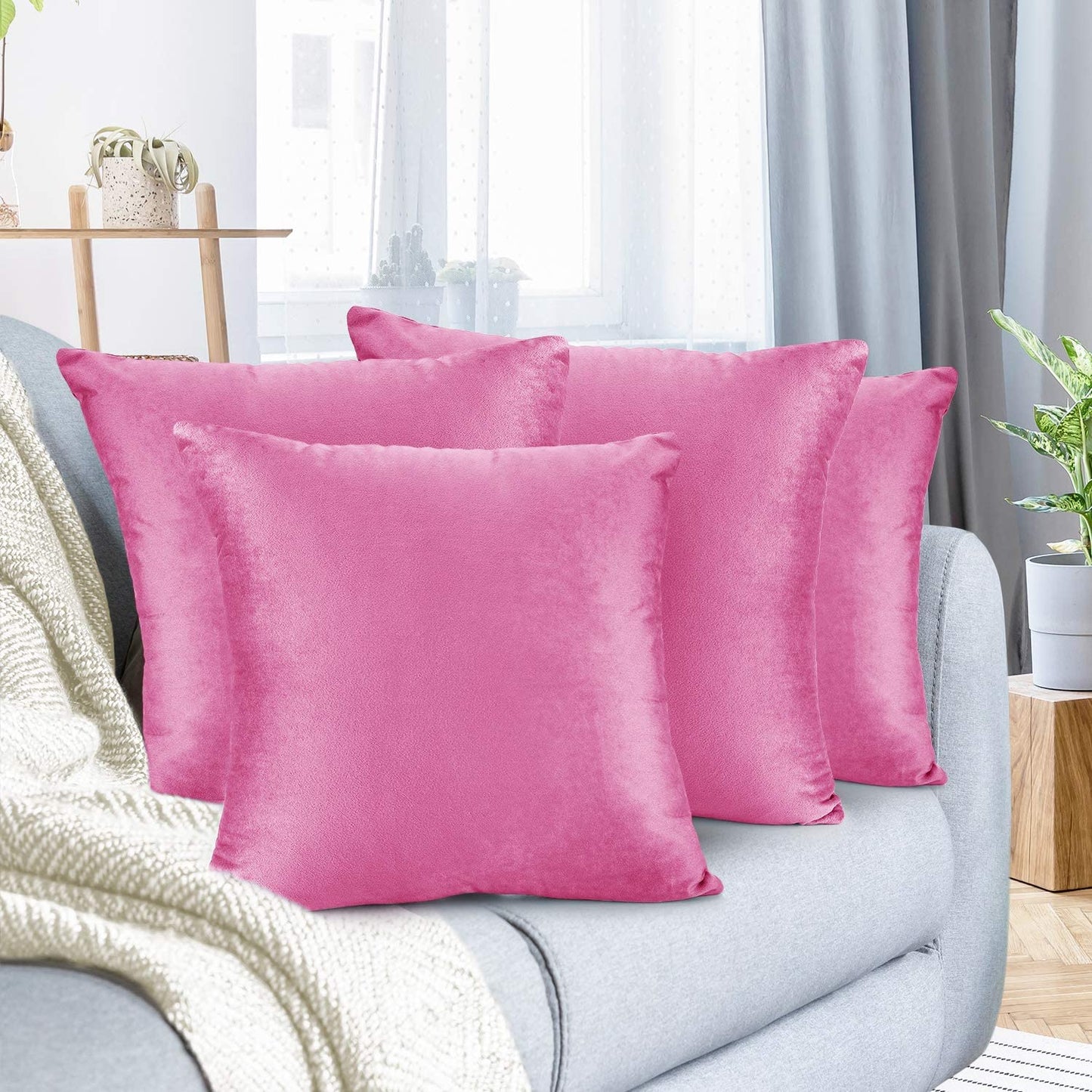 Plain Velvet Cushion 16″ x 16″ Pink