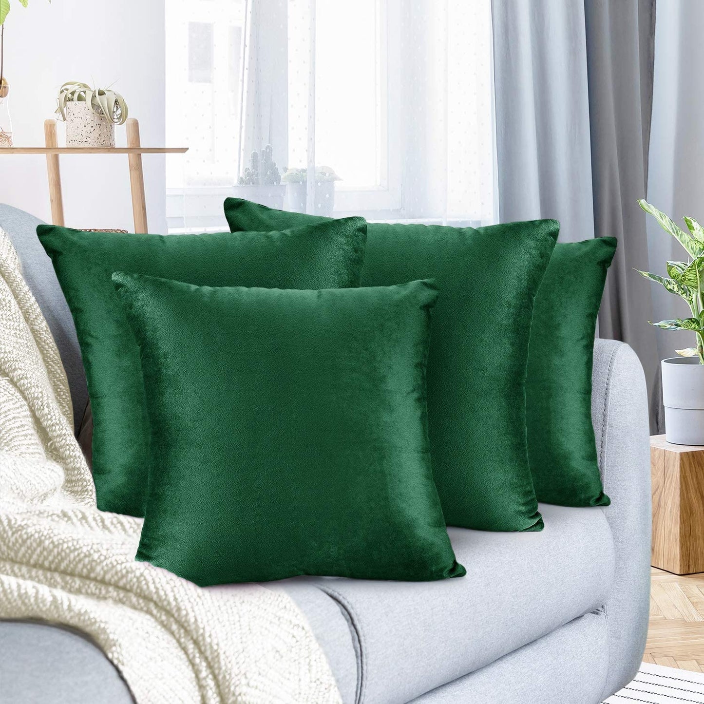Plain Velvet Cushion 16″ x 16″ Olive Green