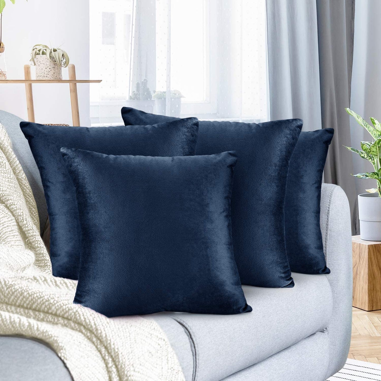 Plain Velvet Cushion 16″ x 16″ Navy Blue