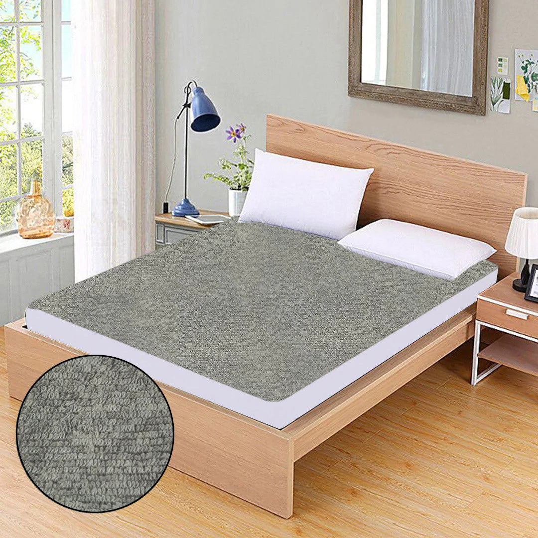 Premium Quality Terry Cotton 100% Waterproof Fitted Mattress Protector In Grey Color