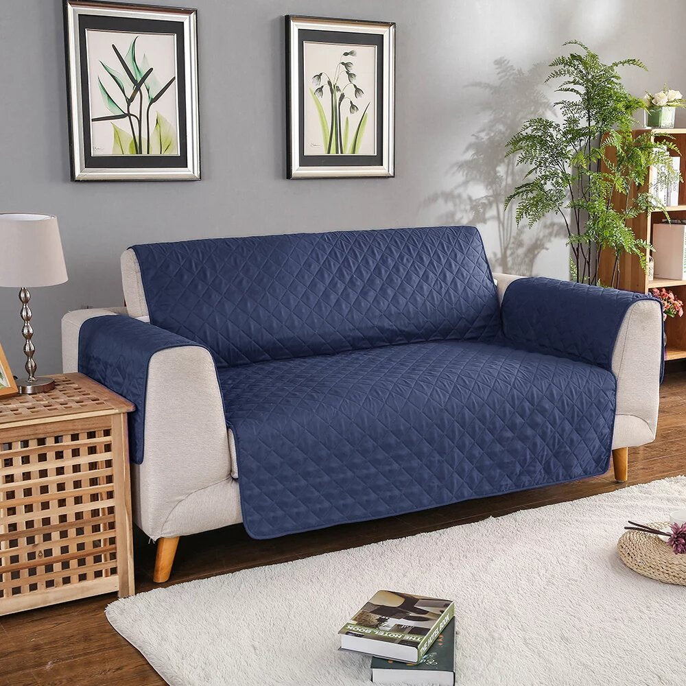 Cotton Quilted Sofa Cover – Blue Color