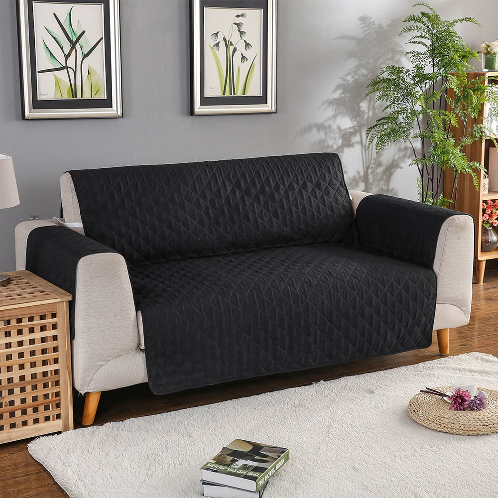 Cotton Quilted Sofa Cover – Black Color