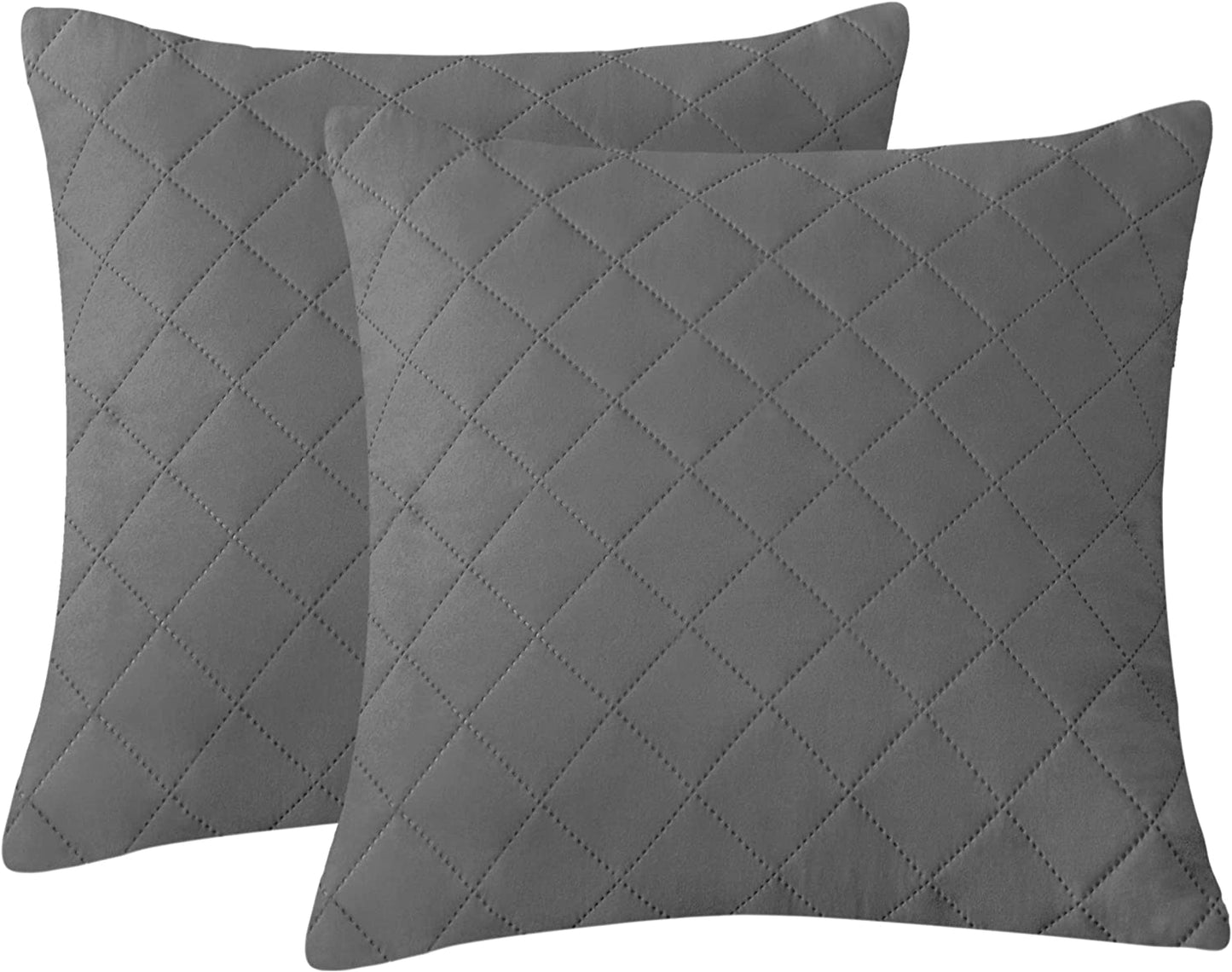 Quilted Cushion Cover Square Pattren 16"x16"Light Grey
