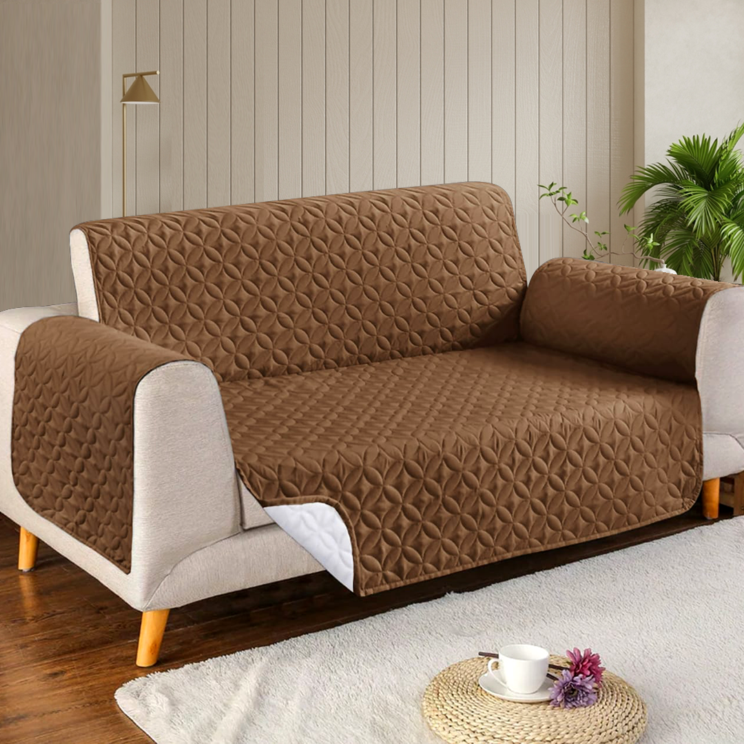 Ultrasonic Quilted Sofa Cover –Light Brown