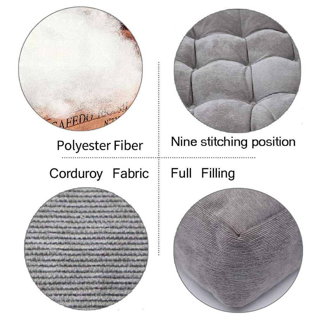 Velvet Square Floor Cushions With Ball Fiber Filling(1 Pair=2 Pieces)Grey
