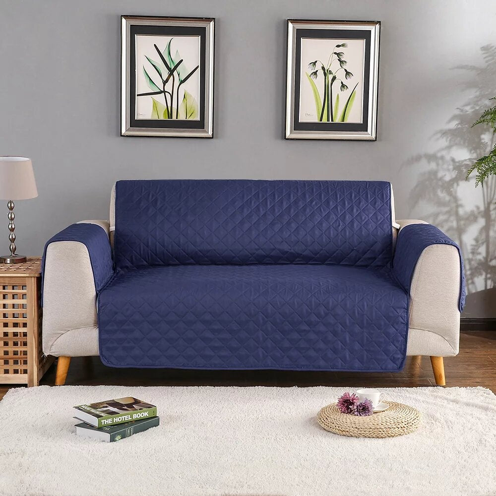 Cotton Quilted Sofa Cover – Blue Color