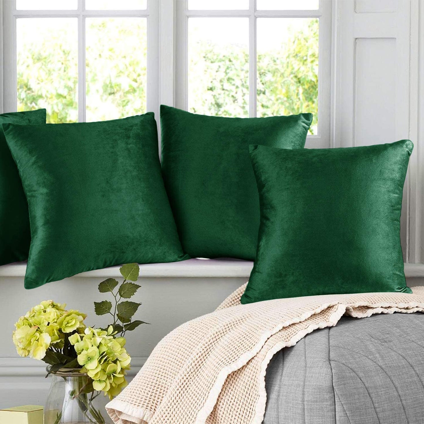 Plain Velvet Cushion 16″ x 16″ Olive Green