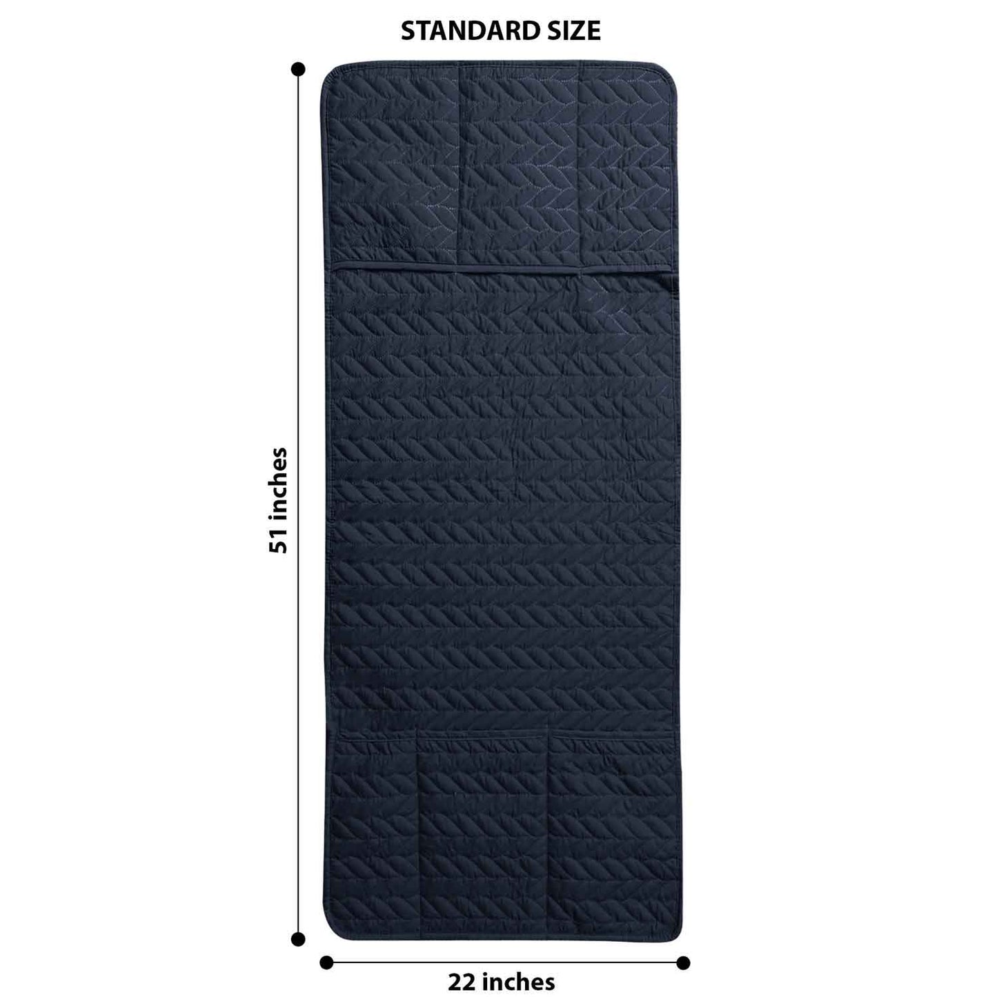 Dustproof Quilted Refrigerator Cover With Side Pockets-Navy Blue