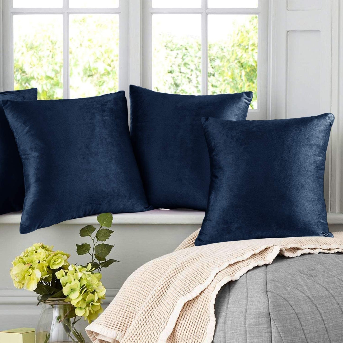 Plain Velvet Cushion 16″ x 16″ Navy Blue