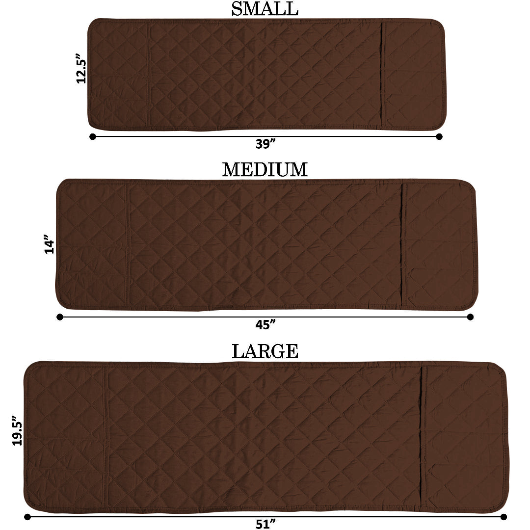 Dust-Proof Quilted Microwave Oven Cover With Side Pockets-Dark Brown