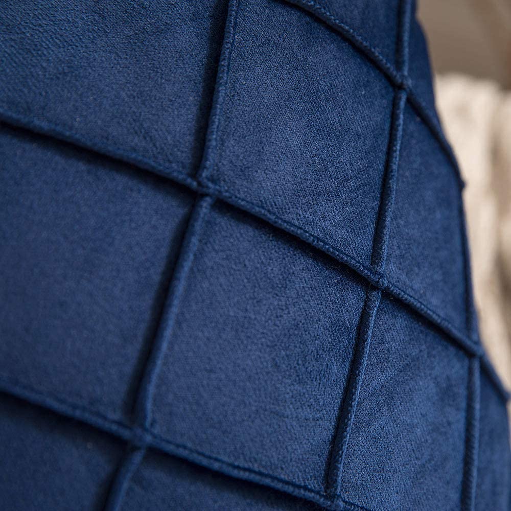 Velvet Cushions Cover pintuck style 16"x16"Navy Blue