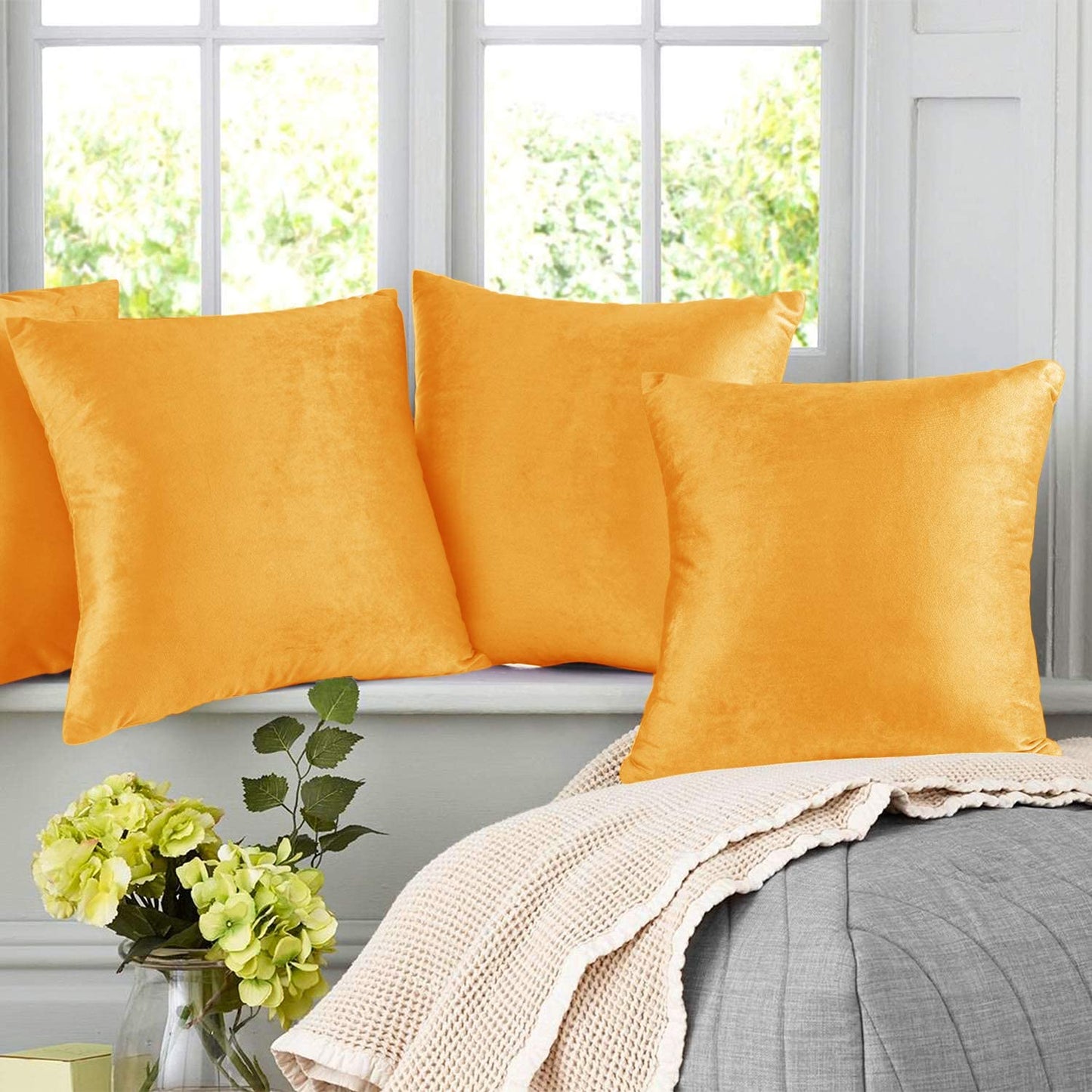 Plain Velvet Cushion 16″ x 16″ Orange