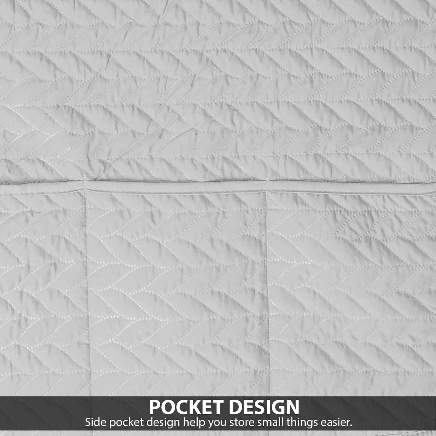 Dustproof Quilted Refrigerator Cover With Side Pockets-Silver