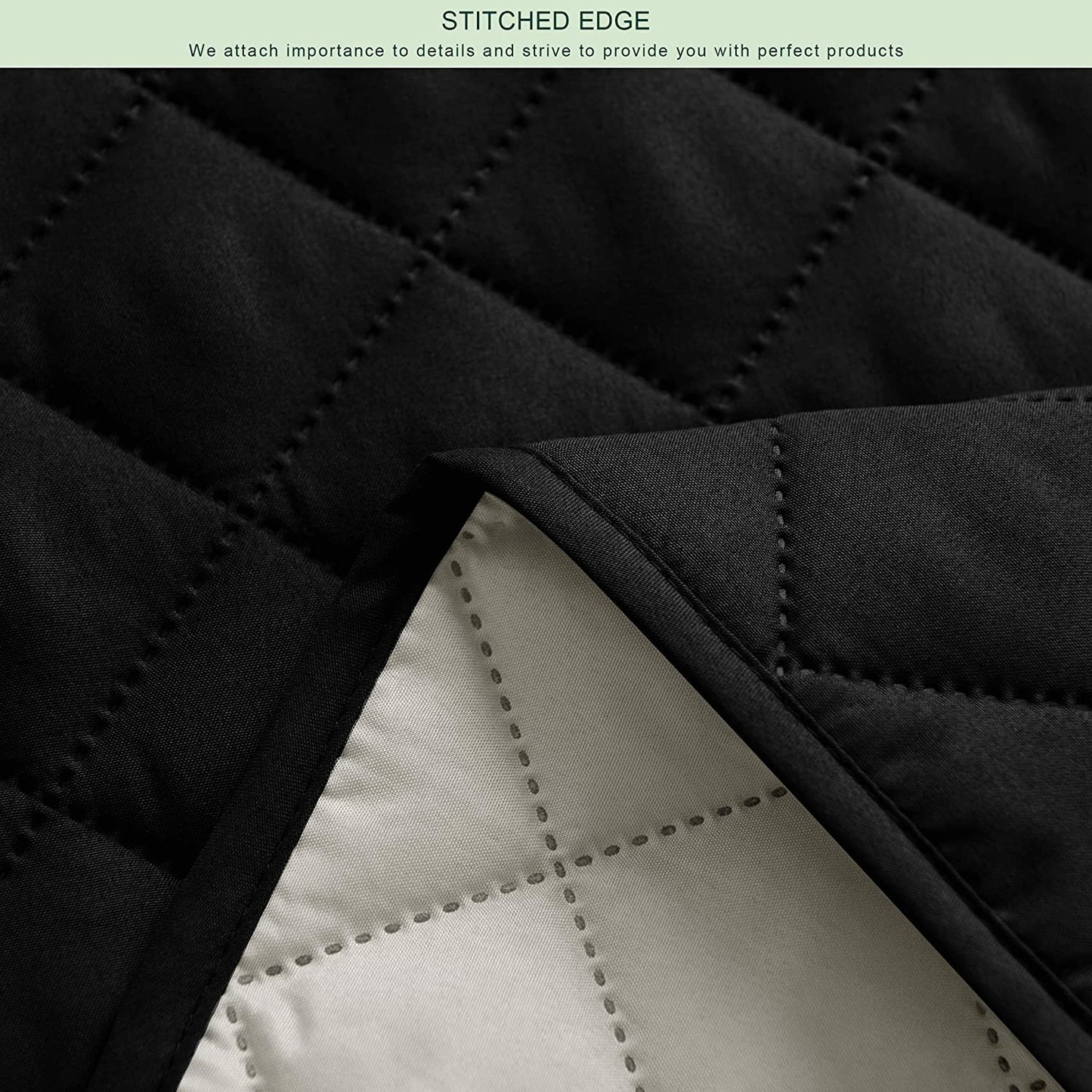 Cotton Quillited Sofa Cover-Sofa Runner (Black)