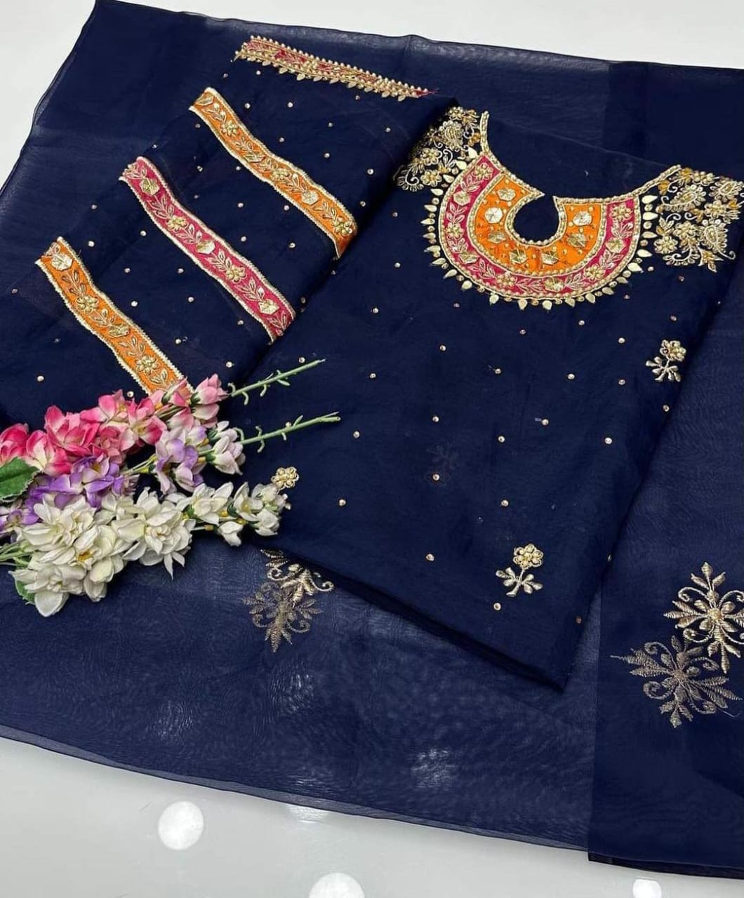 Banarsi Indian  Hand made + Aari zari Beads And Gotta Work 2 Piece For Eid Collection