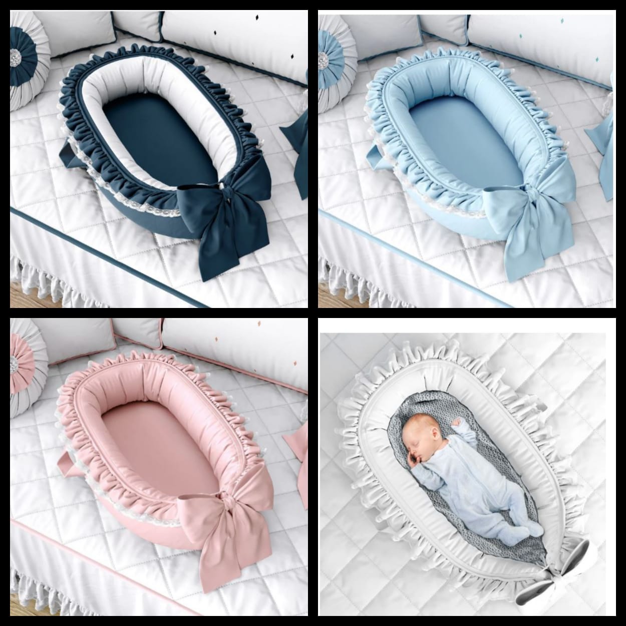 Premium Quality _ Comfortable Baby Nest for New Born Baby - Light Grey