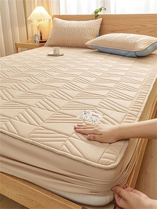 MAT Solid Colour Quilted Ultrasonic 100% Waterproof Mattress Cover For Double Bed Fitted Mattress Protector Anti Sleep Bed Sheet (Copper )