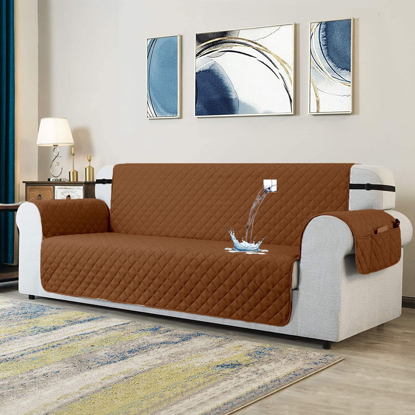 Waterproof Cotton Quillited Sofa  Cover-Sofa Runners(Copper)