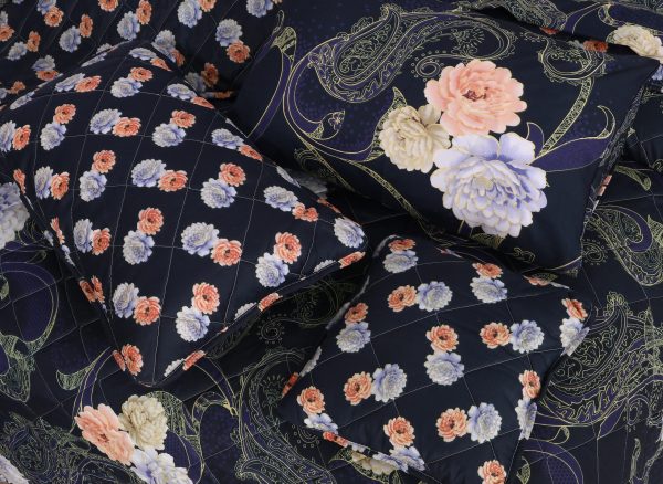 7 PCs Quilted Comforter Set - FAIRY BLACK